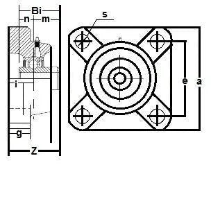 UCF207-21 Black Oxide Plated Insert Flange Unit 4-Bolt 1 5/16" Bore Mounted Bearing