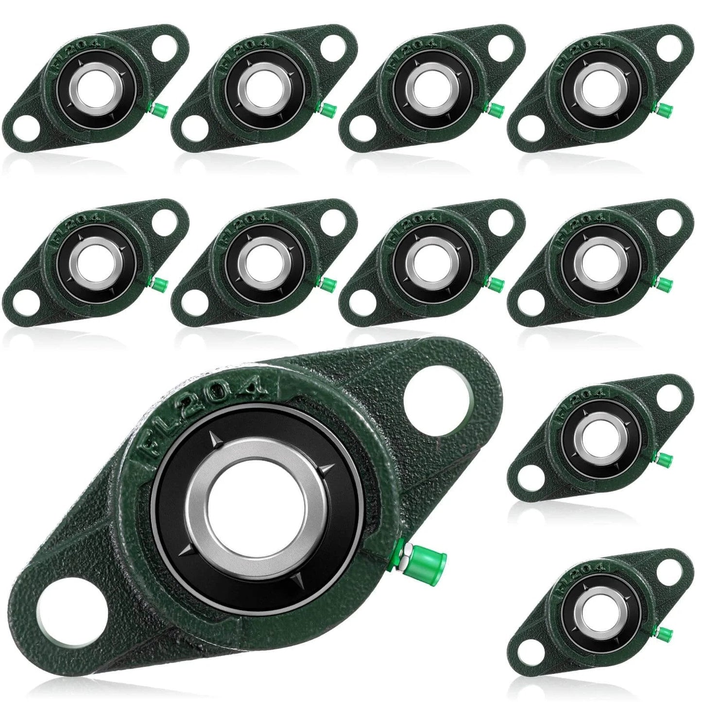 10 Pack UCFL204-12 Pillow Block Bearing 3/4 in Bore Shaft Flange Mount Ball Bearing Unit 2-Bolt, Self Aligning Cast Iron Housing