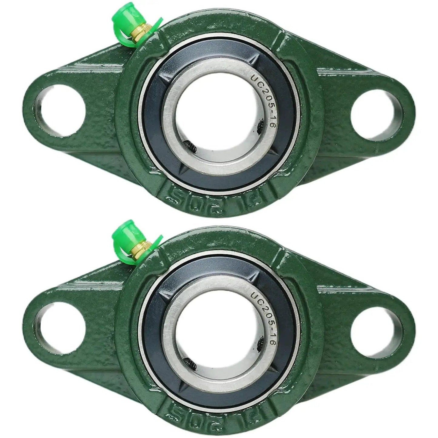 Two Pack UCFL20516 Pillow Block Bearing With 1 Inch Bore And Two Bolt Flange Self Aligning Cast Iron Housing Set Screw Locking Style