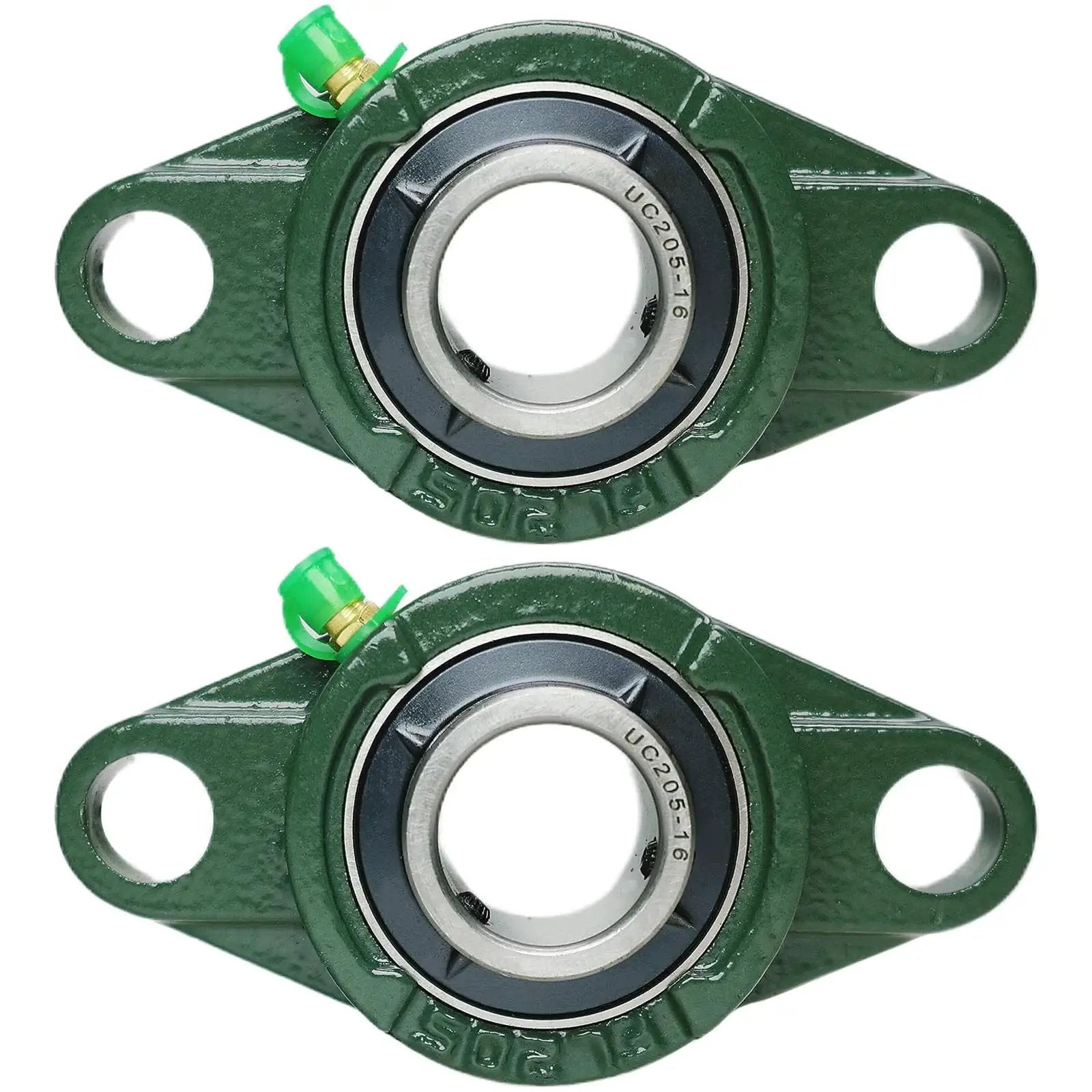 Two Pack UCFL20516 Pillow Block Bearing With 1 Inch Bore And Two Bolt Flange Self Aligning Cast Iron Housing Set Screw Locking Style