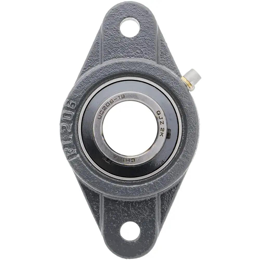 2-Pack Flange Mount Ball Bearing Unit With Insert UC206-19 In Cast Iron Housing FL206 Bore 1.1875 Inch shown vertically