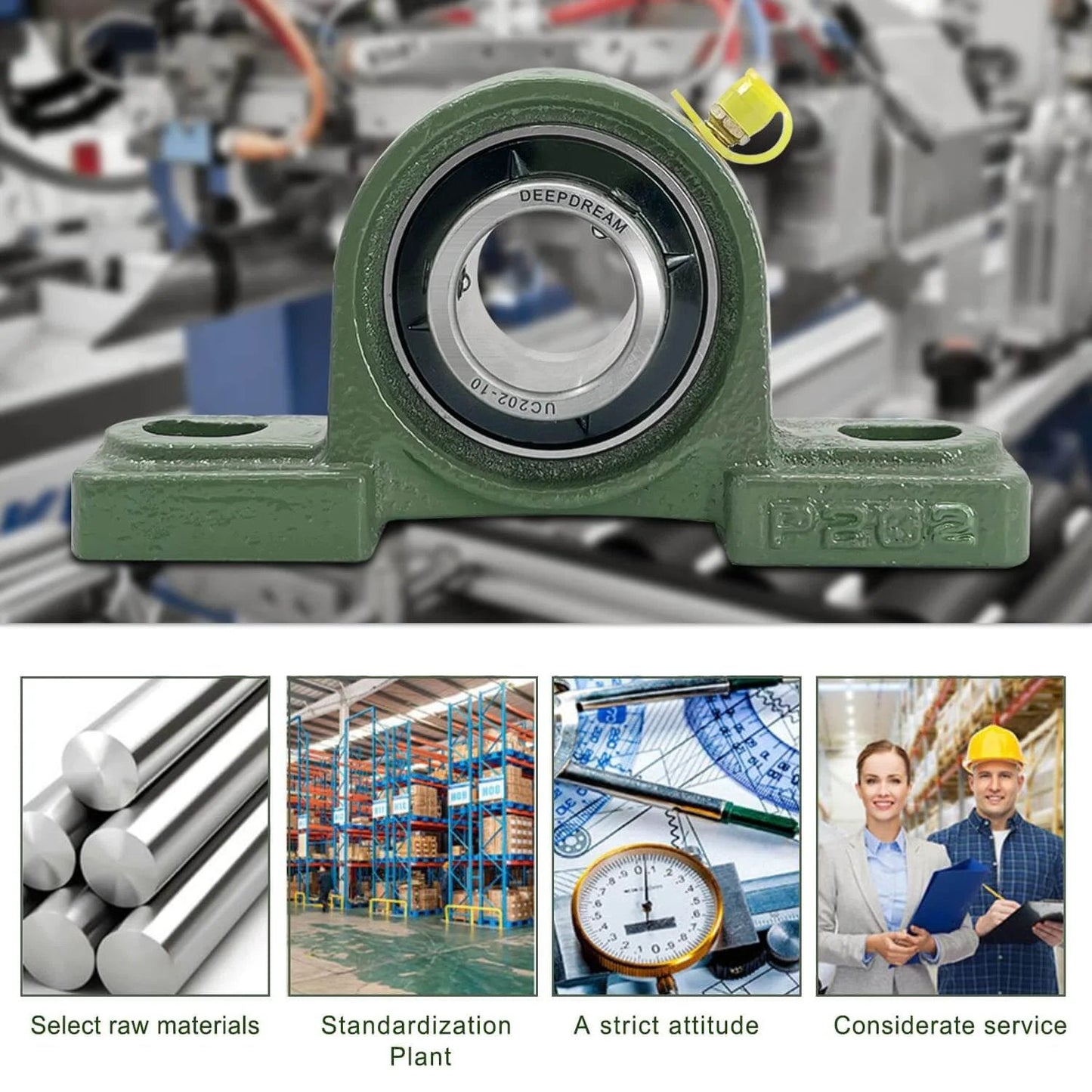 Close-up of 4 PCS UCP202-10 5/8 inch Pillow Block Bearing Mounted Pillow Block Bearing with visible chrome steel material