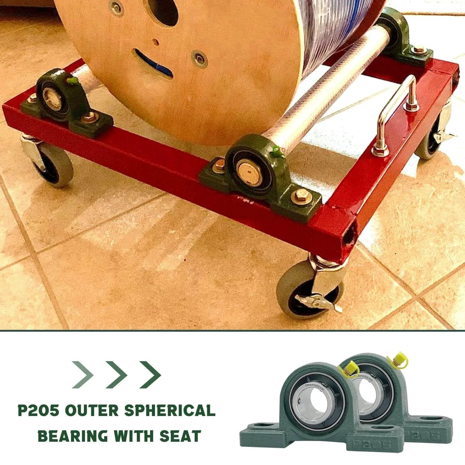 UCP205-16 Pillow Block Bearing 1 inch Shaft Pack of 2 Mounted Bearings p205 Cast Iron with rolling cart setup