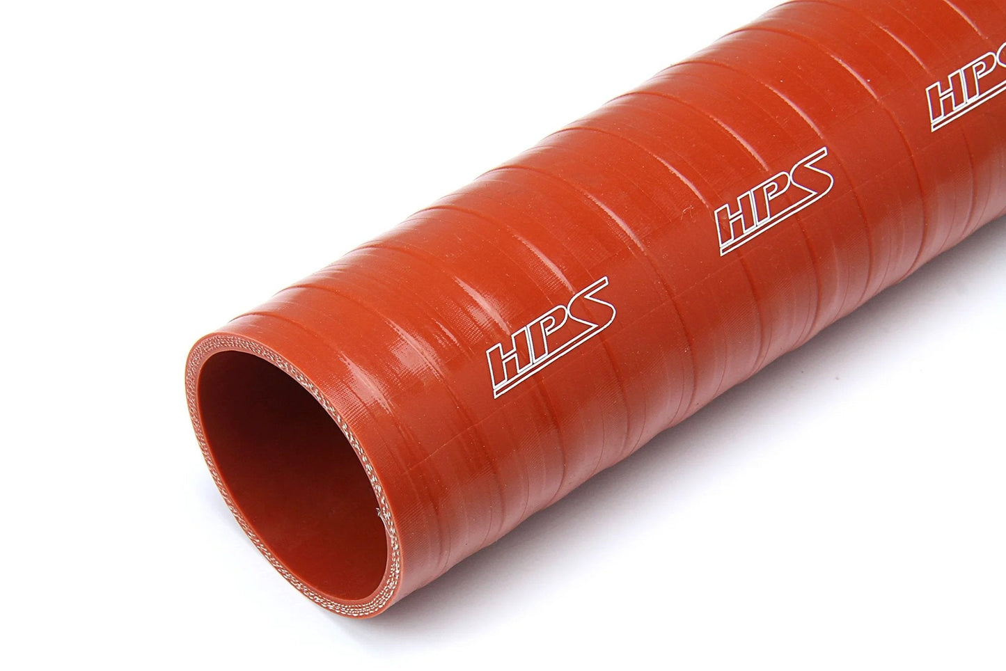 Ultra High Temp Silicone Coupler Hose Seven Eighths Inch ID Twelve Inch Length Four Ply Reinforced Orange For Extreme Heat Up To Five Hundred Degrees Fahrenheit And One Hundred PSI Max Pressure Industrial Grade HPS, close-up view.