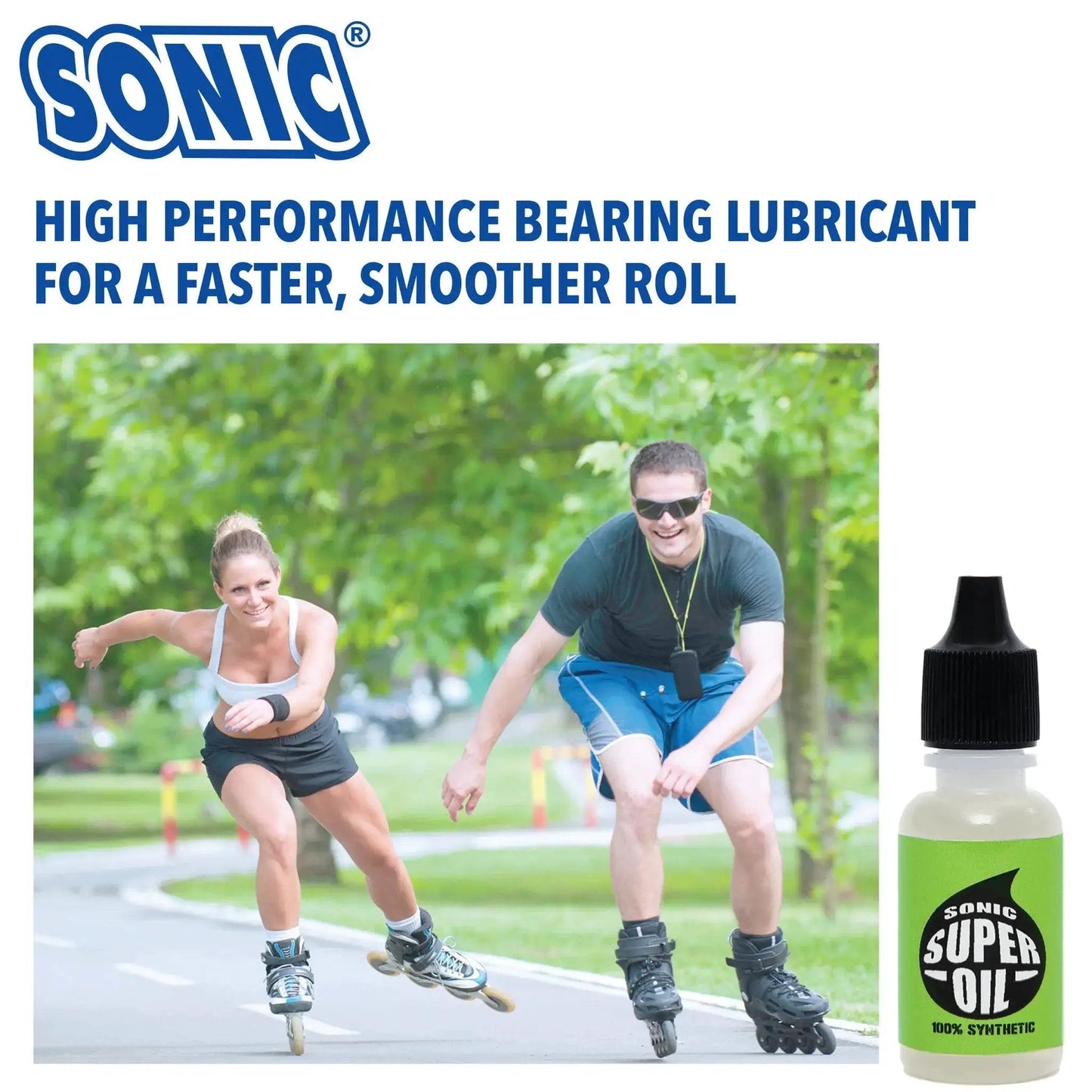 Ultra Slick Sonic Super Oil Skate Bearing Lubricant for Inline Skates Roller Skates and Skateboards 100 Percent Synthetic Formula bottle