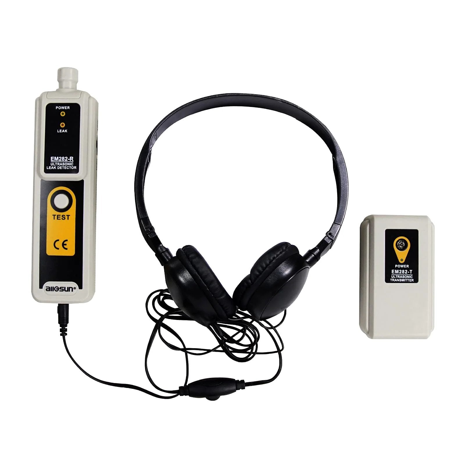Ultrasonic Vacuum Leak Detector For HVAC And Automotive Pro Grade 40KHz Air Gas Leak Monitor with headphones and sensor.
