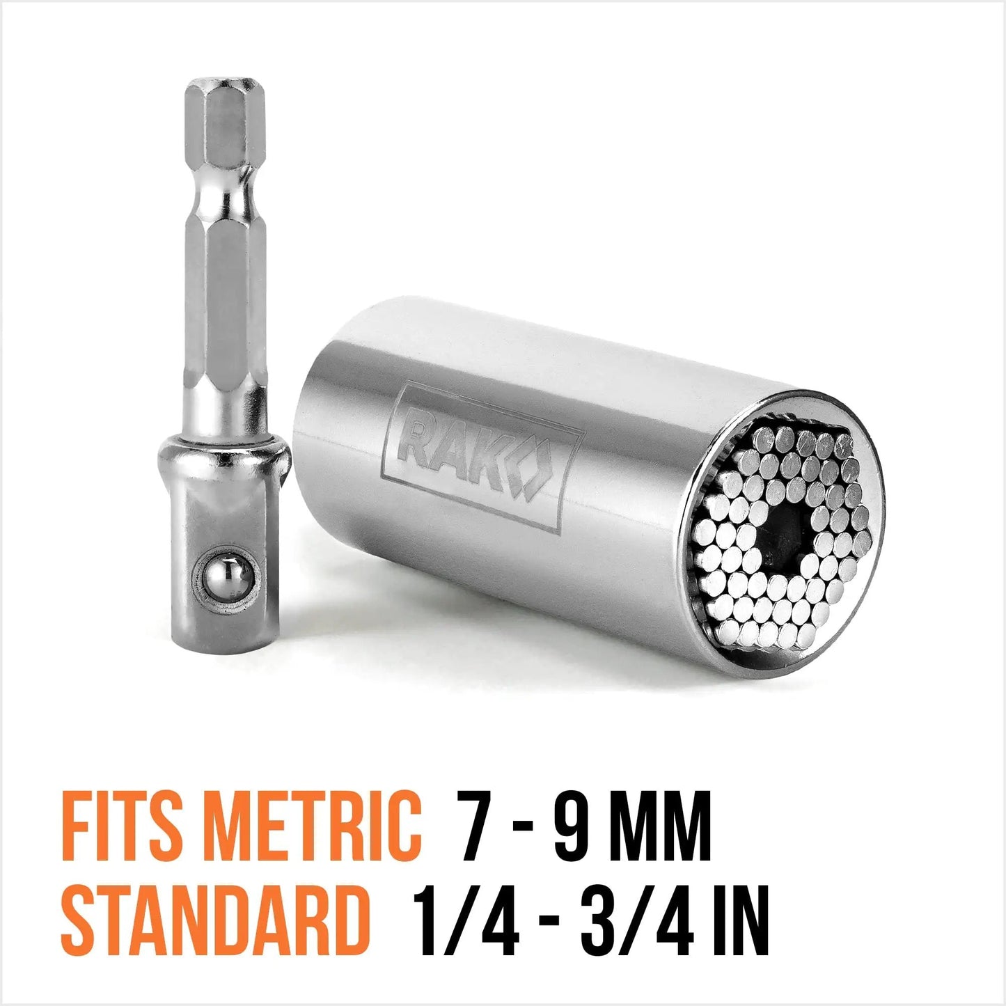 Must Have Universal Socket Wrench Set With Self Adjusting Gator Grip 7 To 19mm, 54 Spring Loaded Rods, Power Drill Adapter Included