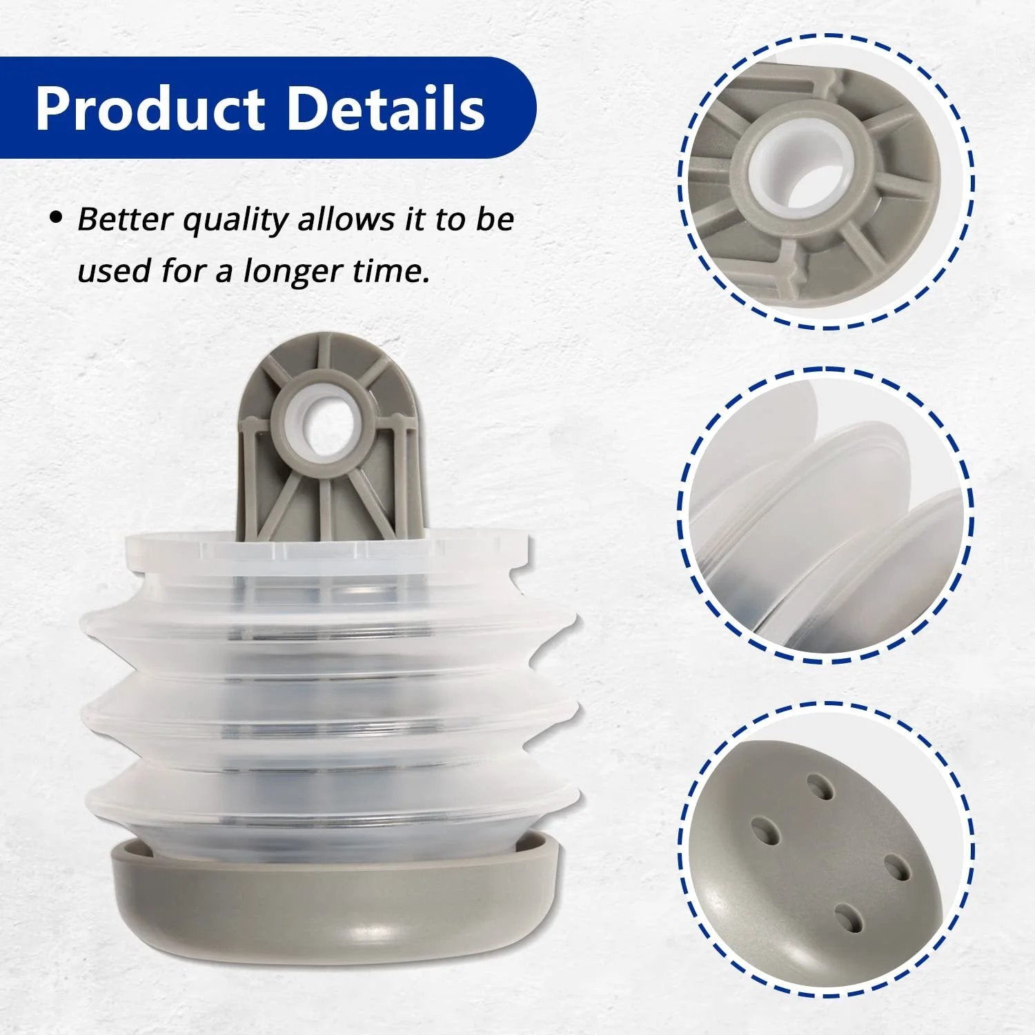 Universal Toilet Pump Bellow Kit For Dometic Sealand VG VHT Series Vacuflush S Series J Series Vacuum Pump And T Series Discharge Pump Includes Bushing And Bolt Replacement Part With Easy Install And Durable Seals For RV Camper Boat Model 385230980 close-up view of bellows with multiple layers and mounting base
