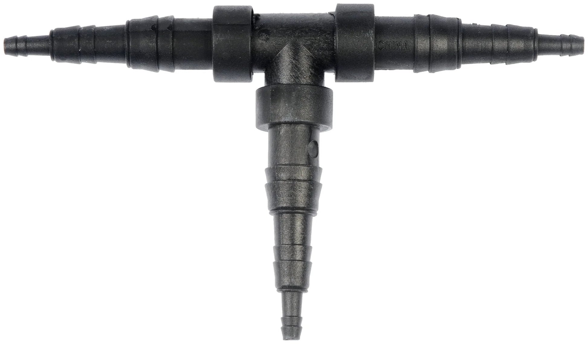 Universal Fit Black Hard Vacuum Tubing Tee Kit In One Eighth Inch One Quarter Inch Or Three Eighth Inch Size Durable Plastic Or Heat Resistant PVC Vinyl Construction Ten Pack For Auto Use Built Tough By Dorman - black T-shaped vacuum tee fitting