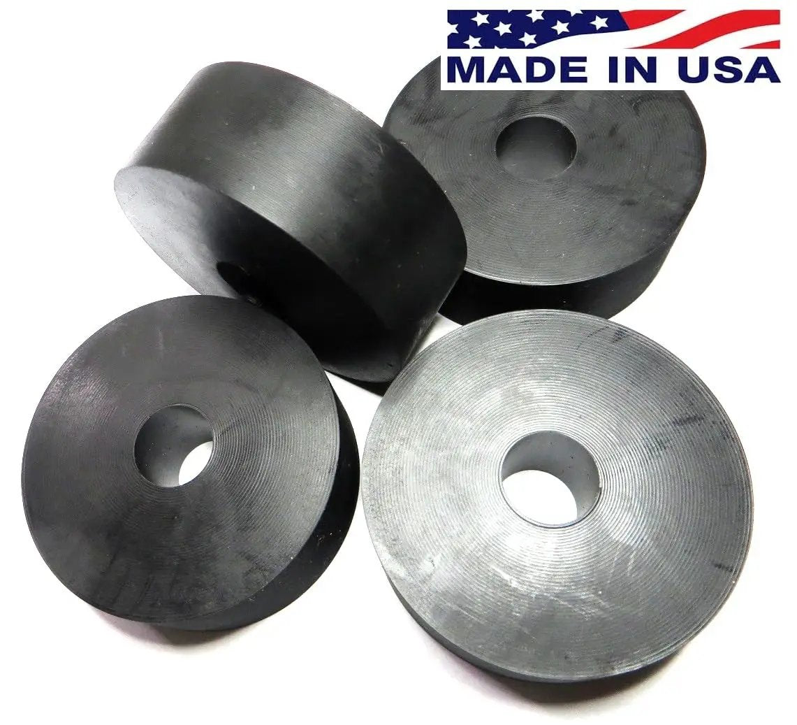 Pack Of Four Made In USA Rubber Spacer For Anti Vibration And Equipment Damping, 2-Inch Outer Diameter, 1/2-Inch Inner Diameter