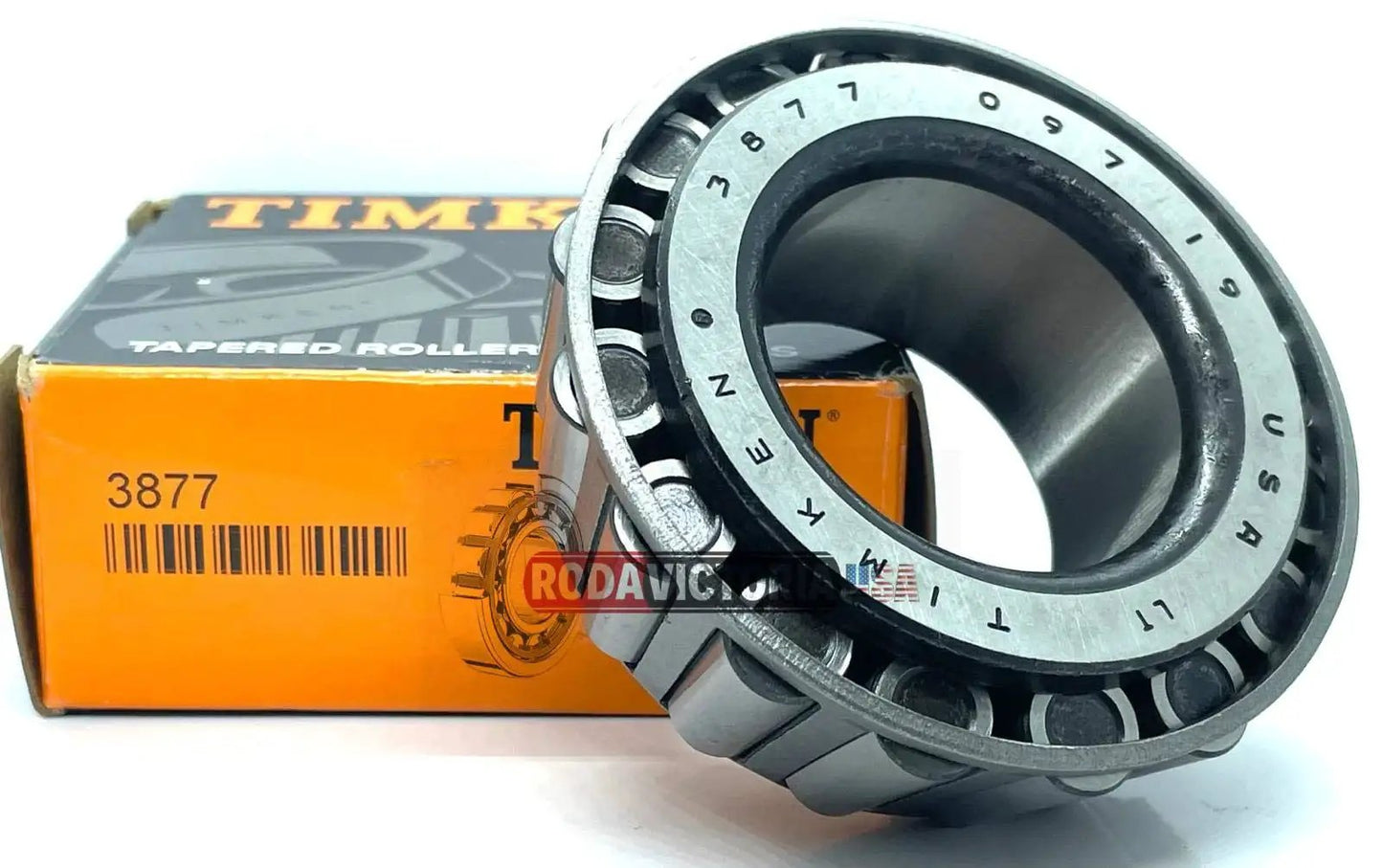 USA Made Timken 3877 Tapered Roller Bearing For Hyster 30228 with packaging in the background