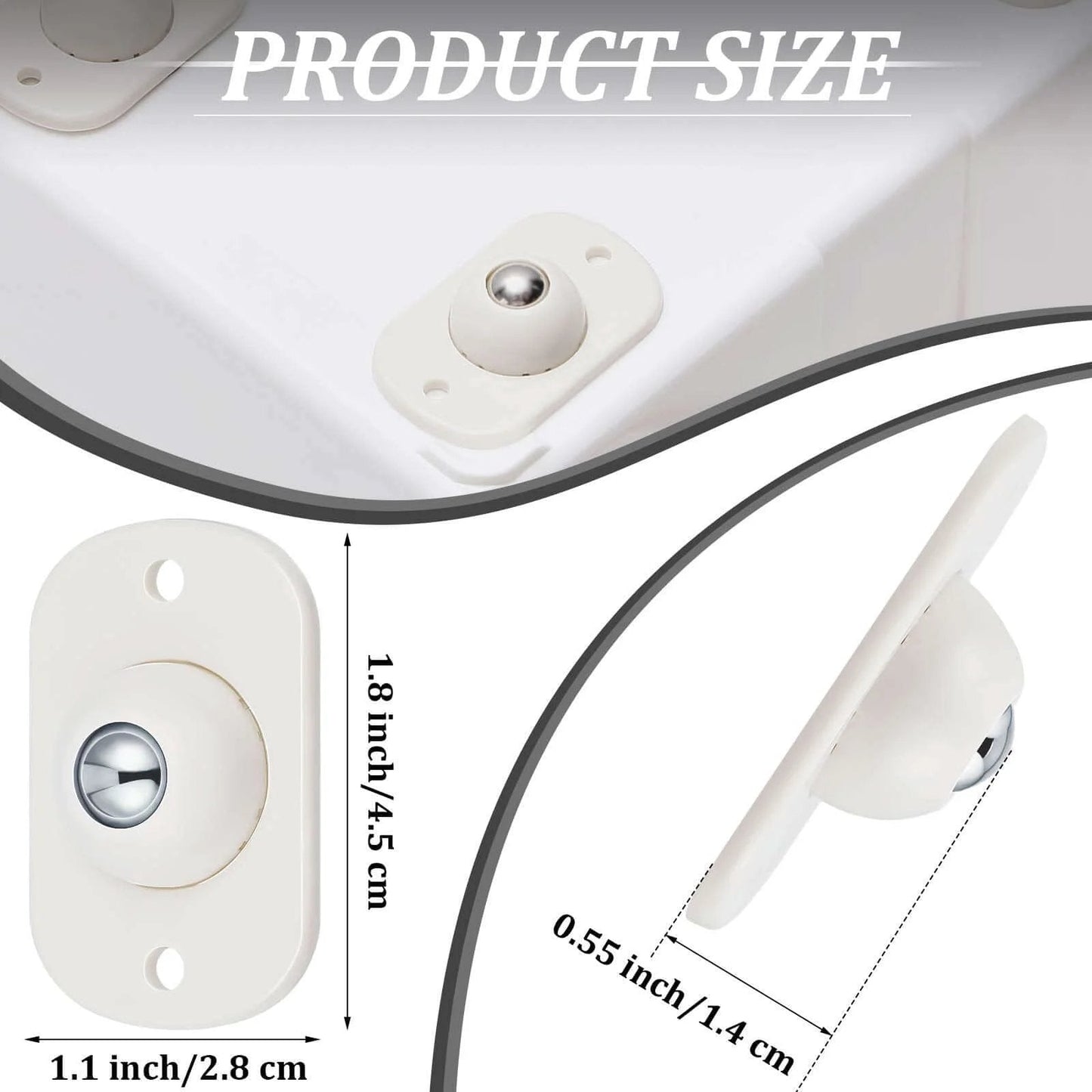 Product dimensions of swivel wheel components for 8-Pack Utility Cart Hardwood Frame Swivel Wheels Built for Moving Boxes, Appliances, and Heavy Cargo.