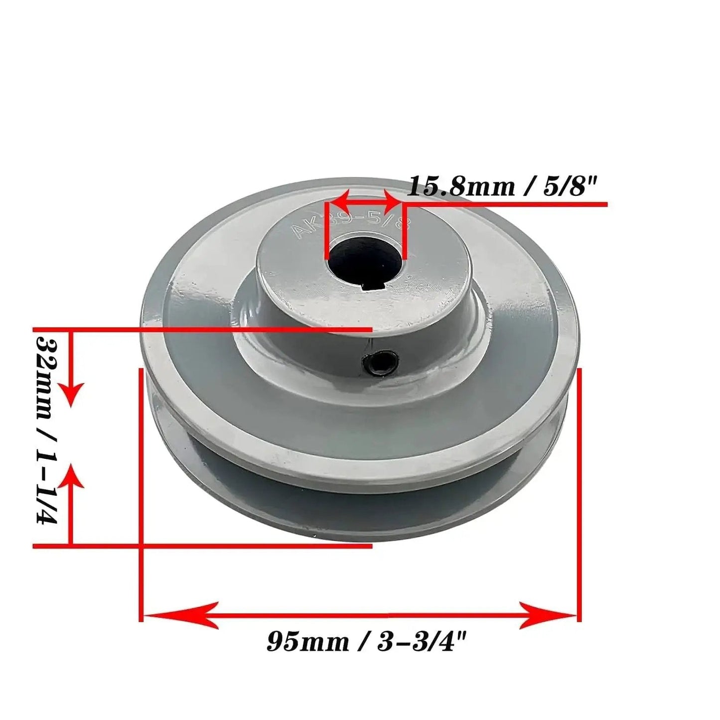 Single Groove V Belt Pulley Three Point Seven Five Inch Outside Diameter Grey Cast Iron Fixed Bore For Five Eighth Inch Shaft