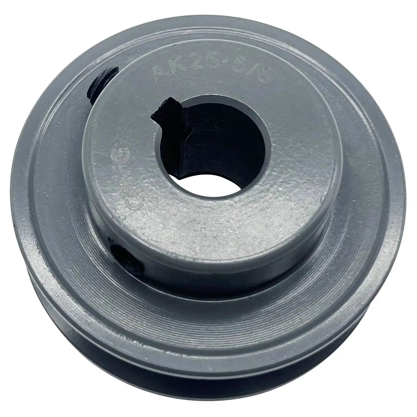 V Belt Pulley 2.5 Inch Outer Diameter Five Eighths Inch Fixed Bore 1 Groove Cast Iron For A 3L 4L V Belts, top view