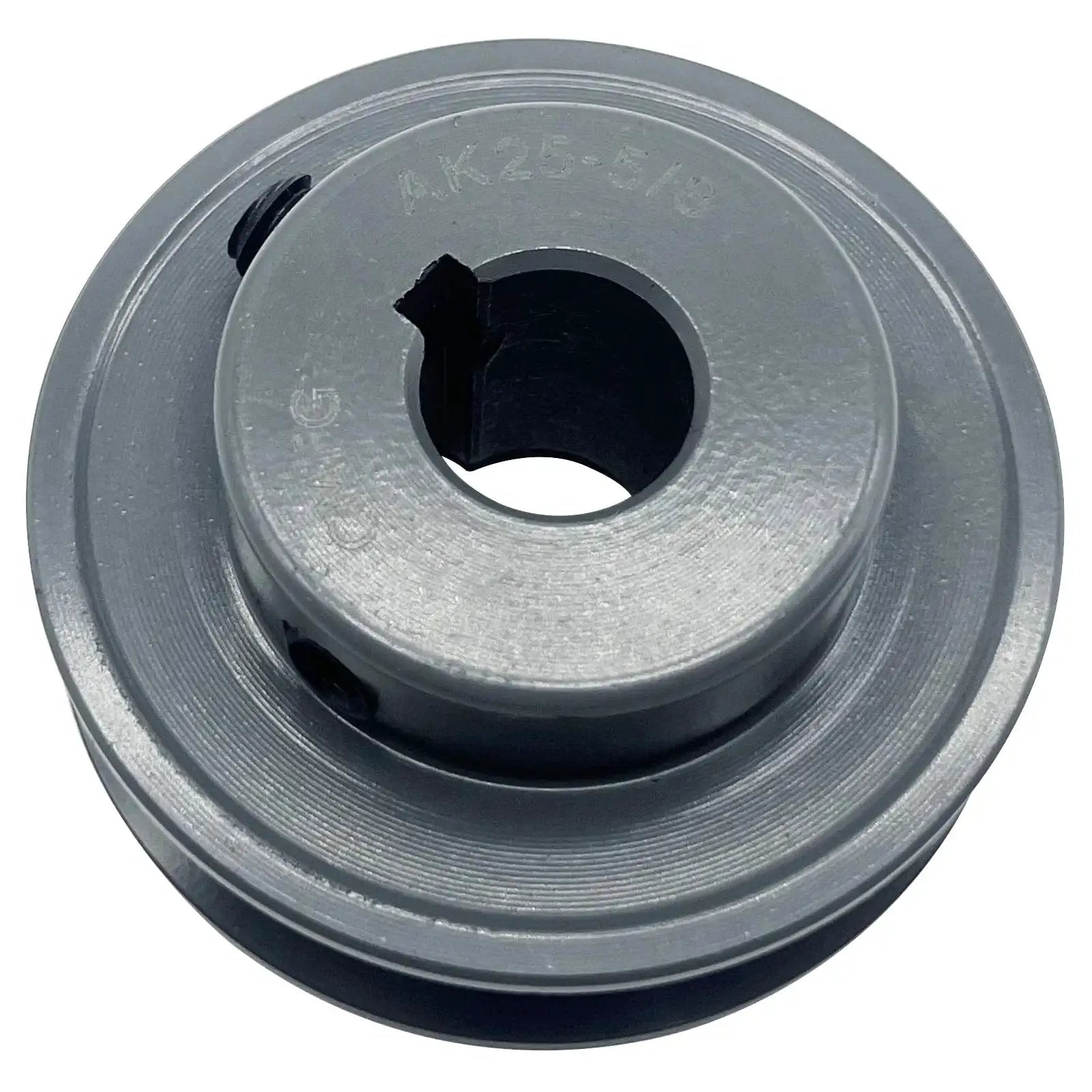 V Belt Pulley 2.5 Inch Outer Diameter Five Eighths Inch Fixed Bore 1 Groove Cast Iron For A 3L 4L V Belts, top view