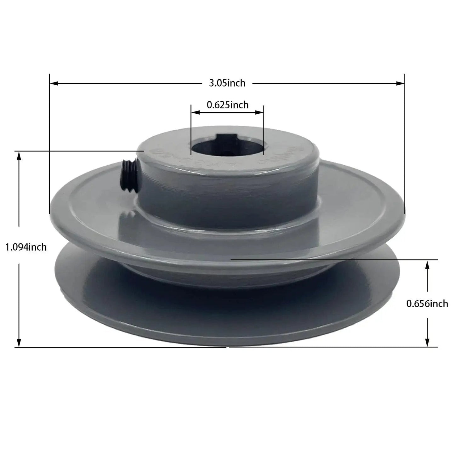 V Belt Pulley Three Inch Outer Diameter With Five Eighths Inch Bore Cast Iron Motor Pulley showing dimensional specifications
