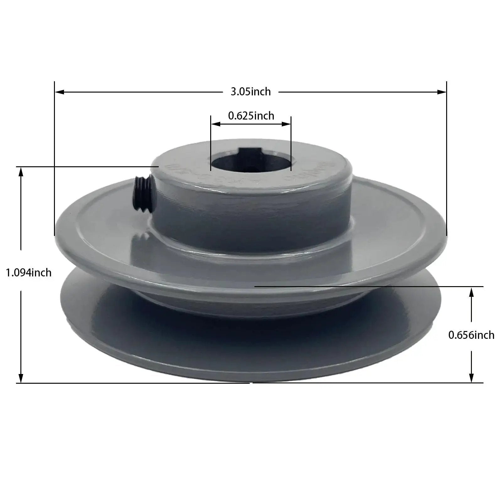 V Belt Pulley Three Inch Outer Diameter With Five Eighths Inch Bore Cast Iron Motor Pulley showing dimensional specifications