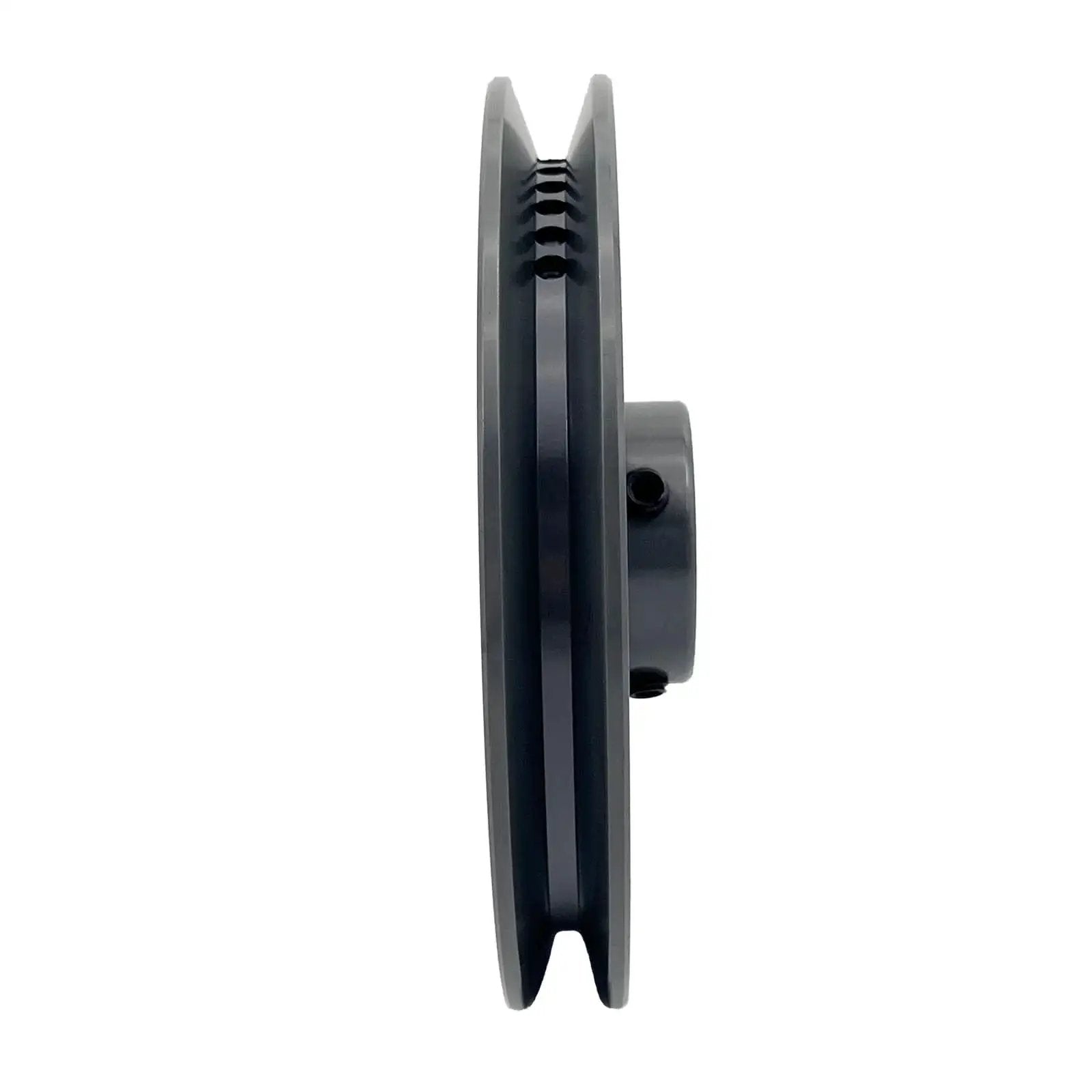 Side view of AK61-1 Saelno 1 Inch Bore V Belt Pulley 5.95 Inch OD Beefy Cast Iron Motor Pulley with anti-rust finish and standard keyseat.