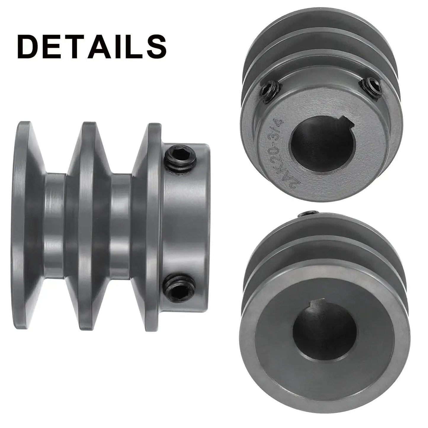 V Belt Sheave Double Groove Web Type Outer Diameter 2 Inch Bore 3/4 Inch Cast Iron Bored-To-Size Compatible With 4L Or A Belts