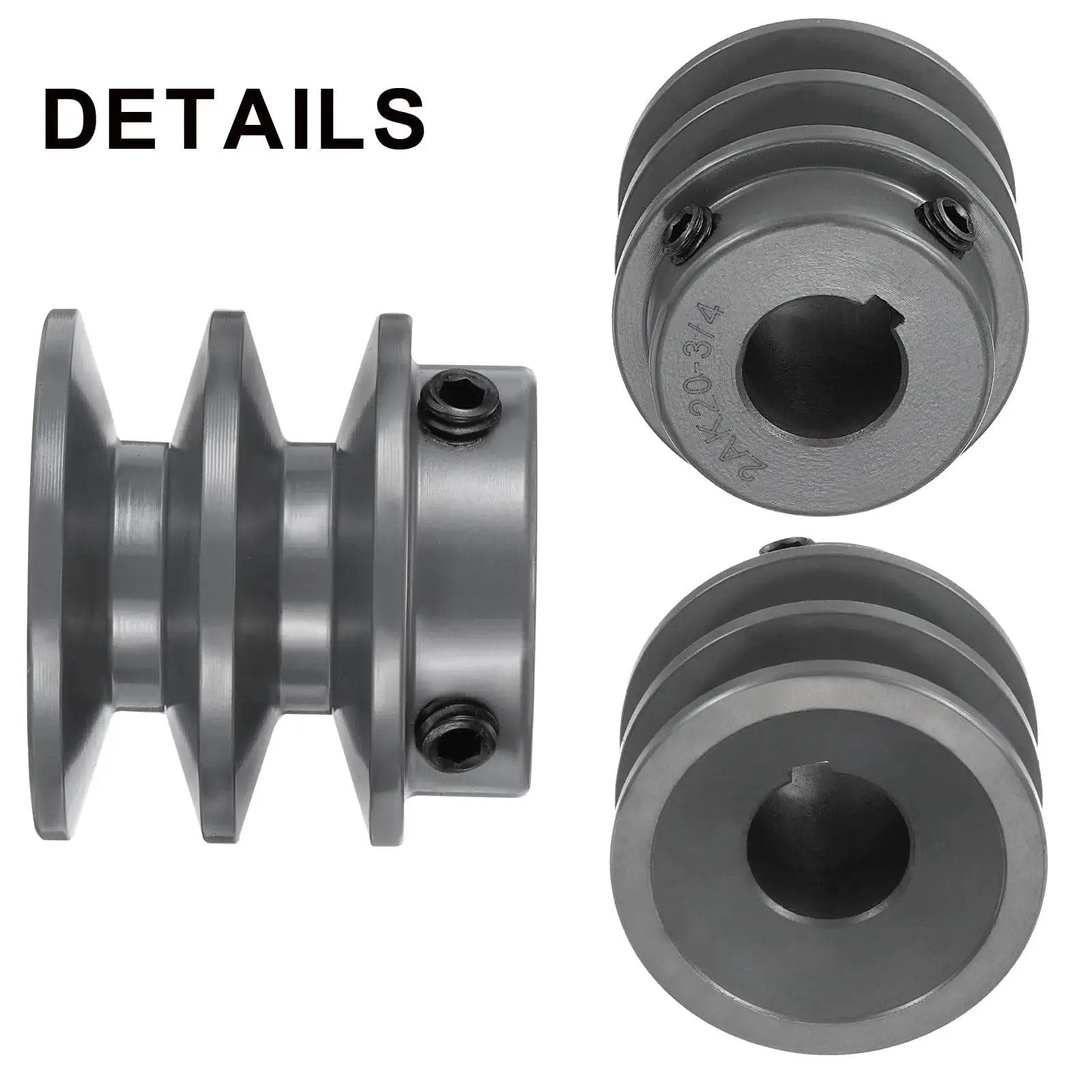 V Belt Sheave Double Groove Web Type Outer Diameter 2 Inch Bore 3/4 Inch Cast Iron Bored-To-Size Compatible With 4L Or A Belts