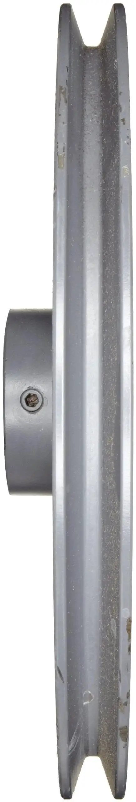 Side view of Bored To Size V Belt Sheave A Belt Section 1 Groove Three Quarter Inch Bore Cast Iron 2.75 Inch Outer Diameter