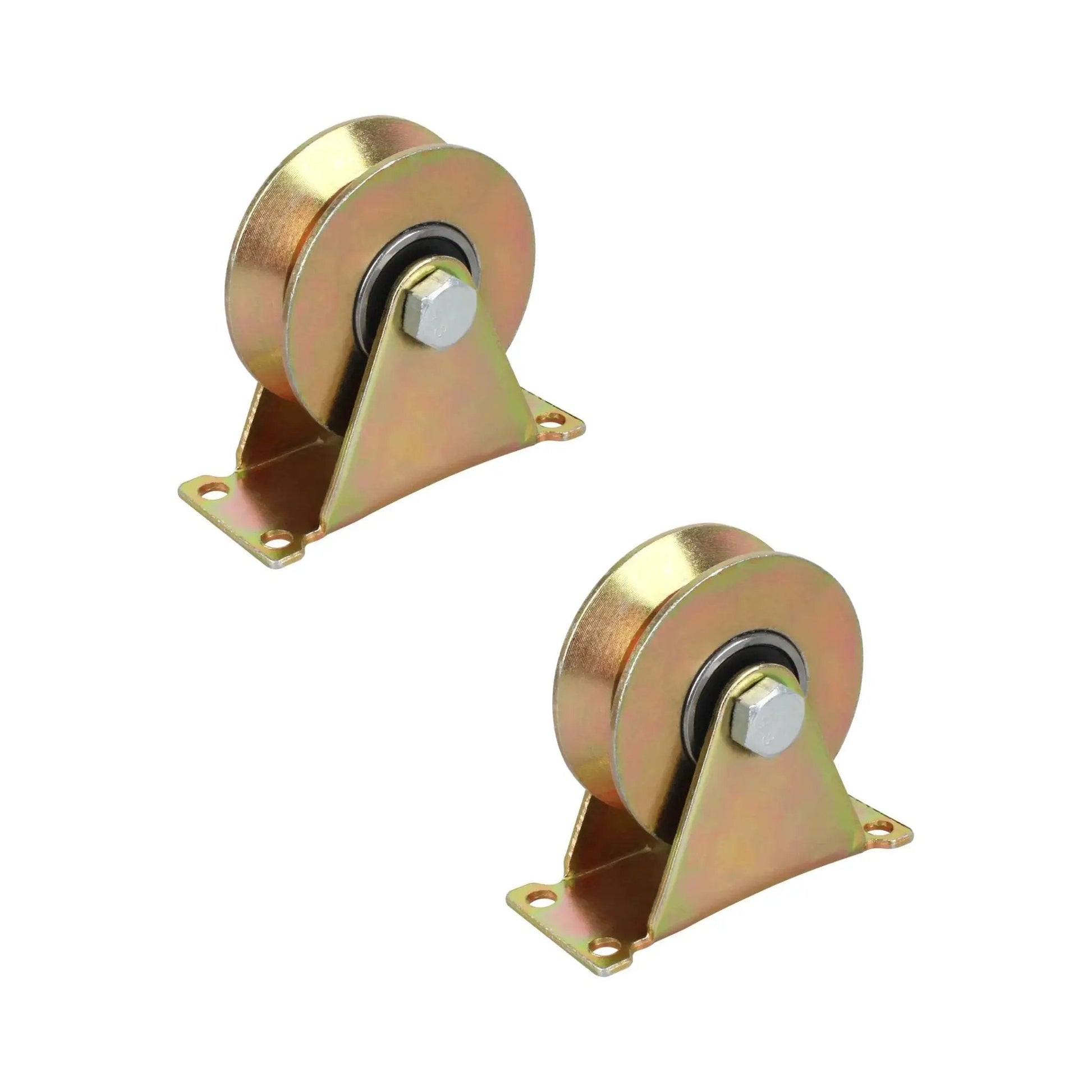 Heavy Duty 3 Inch V Groove Caster Wheels With Double Bearings For Industrial Machines And Sliding Gates Two Pack Electroplated Stainless Steel