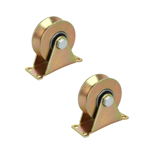 Heavy Duty 3 Inch V Groove Caster Wheels With Double Bearings For Industrial Machines And Sliding Gates Two Pack Electroplated Stainless Steel