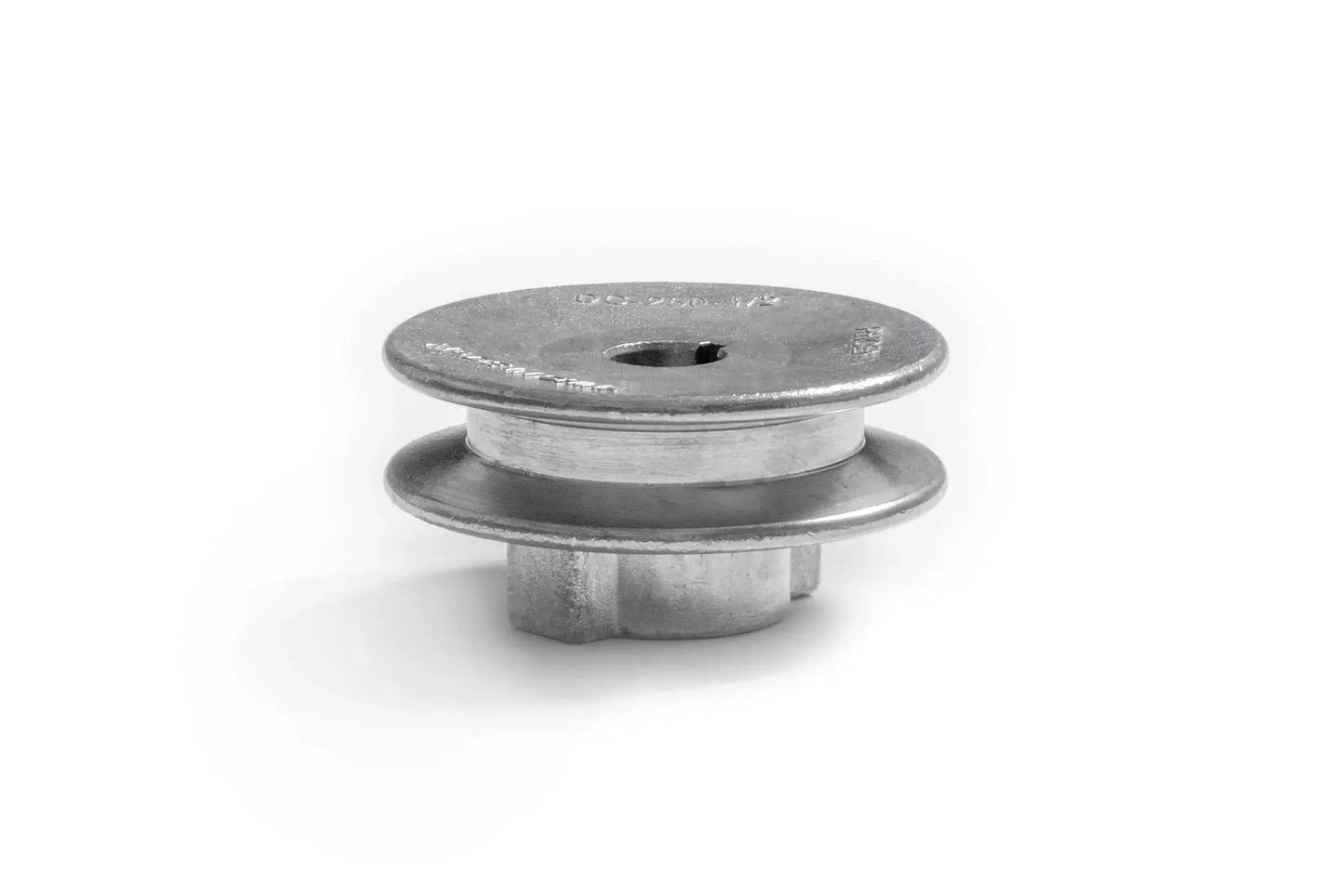 Heavy Duty 2.5 Inch V Groove Drive Pulley with Half Inch Bore, Z3A Zinc Alloy Die Cast Construction, precision machined, side view