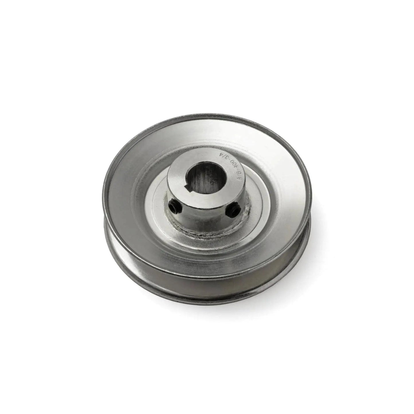 V-Groove Drive Pulley 4 Inch Outside Diameter 3/4 Inch Bore Heavy Duty Split Steel Construction With 3/16 Inch Keyway And Two Factory-Inserted Set Screws