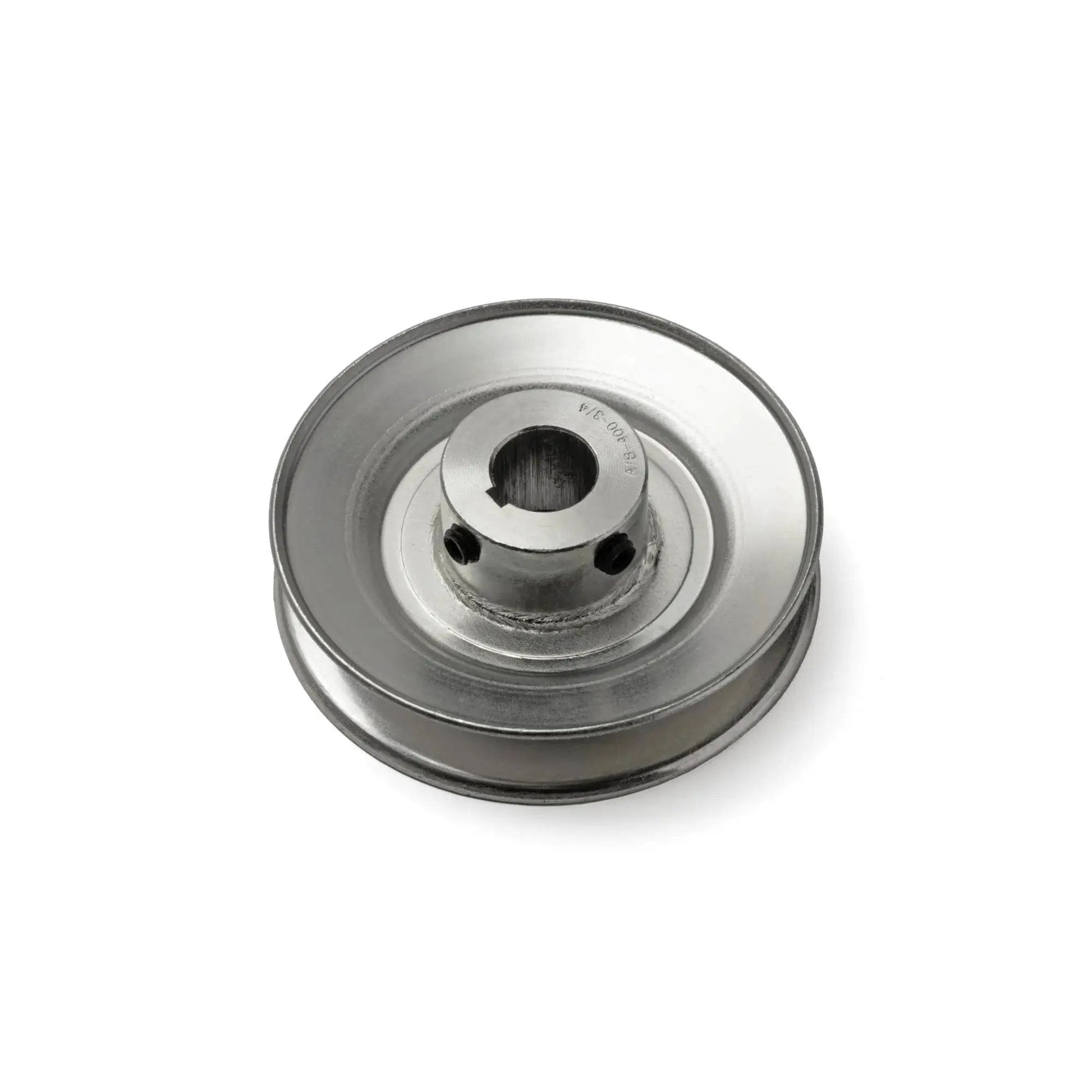 V-Groove Drive Pulley 4 Inch Outside Diameter 3/4 Inch Bore Heavy Duty Split Steel Construction With 3/16 Inch Keyway And Two Factory-Inserted Set Screws