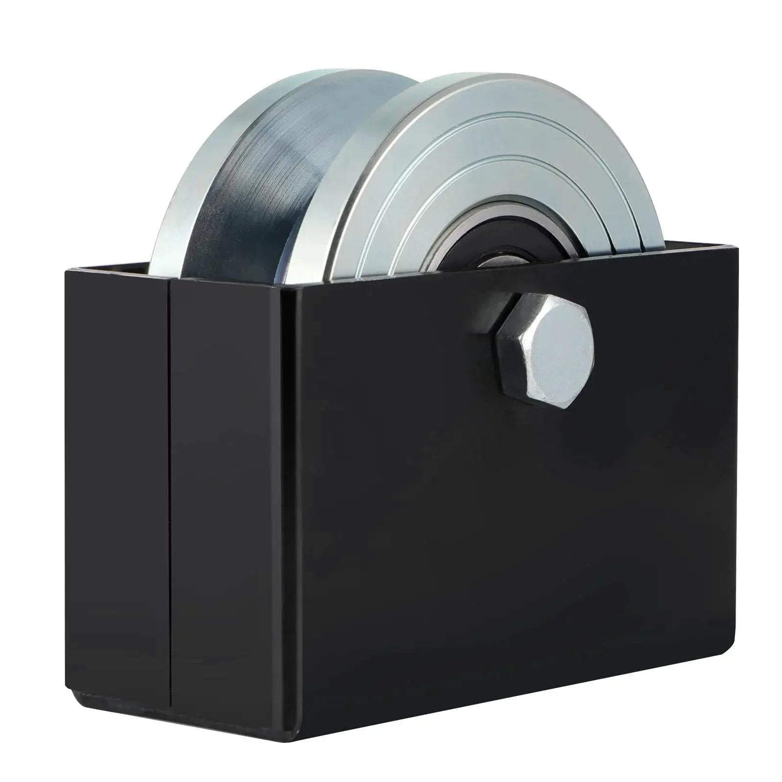 4 Inch V-Groove Gate Wheel With Welded Bracket Box And Double Bearings, Rolling Gate Caster For Inverted V-Track, Powder Coated Bracket