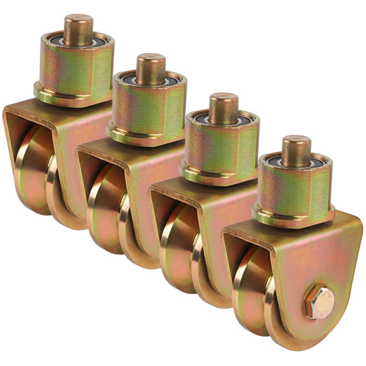 4 Pack Sliding Gate Wheels With 2.5 Inch V Groove Caster And 360 Degree Rotational Stem For Foldable Sliding Gates Gate Track Roller Heavy Duty Galvanized Steel Load Capacity Up To 2640 Lbs