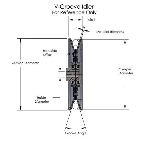 Line diagram illustrating Heavy Duty 4 Inch V Groove Drive Pulley For 4L Belts With Five Eighths Inch Bore And 4 Inch OD 34 Degree Groove Angle.