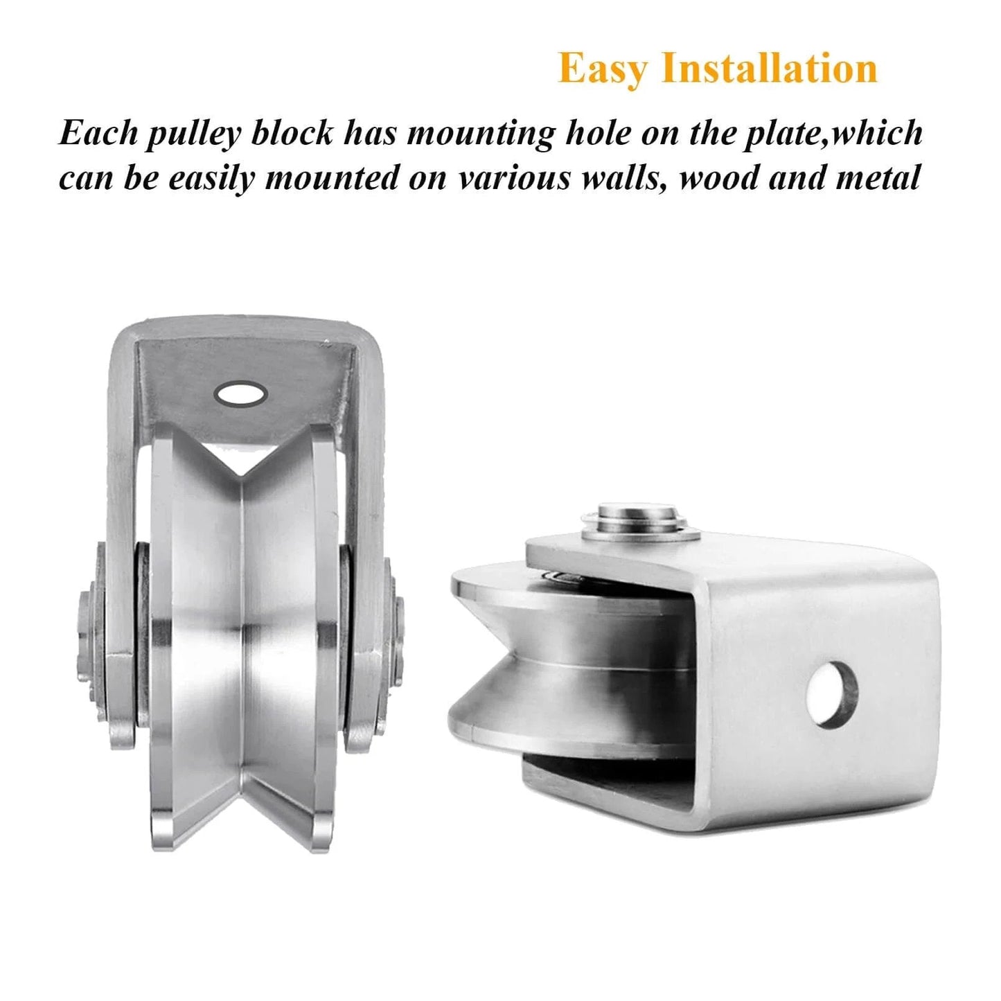 V Groove Wheel Stainless Steel Heavy Duty Wire Rope Pulley Block Sliding Gate Rollers Double Bearing Plate Caster