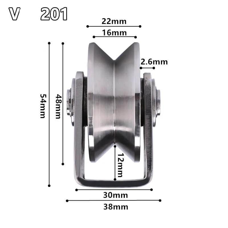 Pulley,Pulley Wheel, 201 Stainless Steel Bearing Pulley Wire Rope Pulley U-Type V-h-Shaped Groove Wheel Sliding Door Track Wheel Lifting(V Type Small)