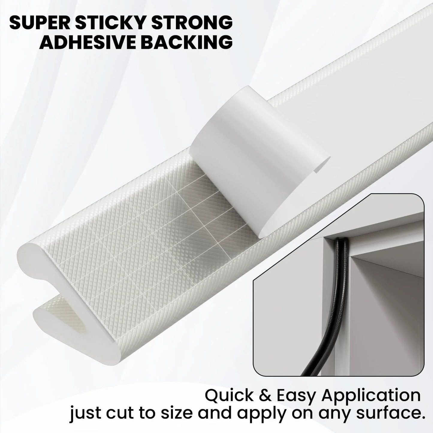 Close-up of V Shaped Foam Weather Stripping For Door Frame Seal 19.7 Feet White Self Adhesive, showing adhesive backing.