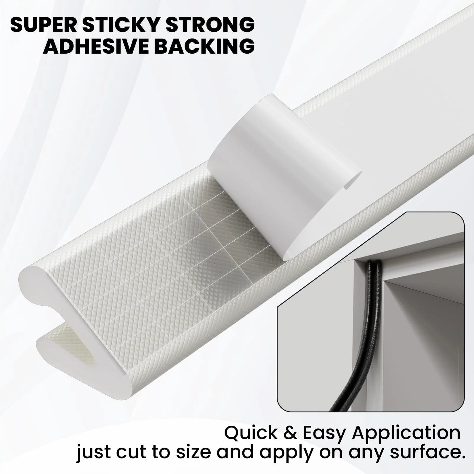 Close-up of V Shaped Foam Weather Stripping For Door Frame Seal 19.7 Feet White Self Adhesive, showing adhesive backing.