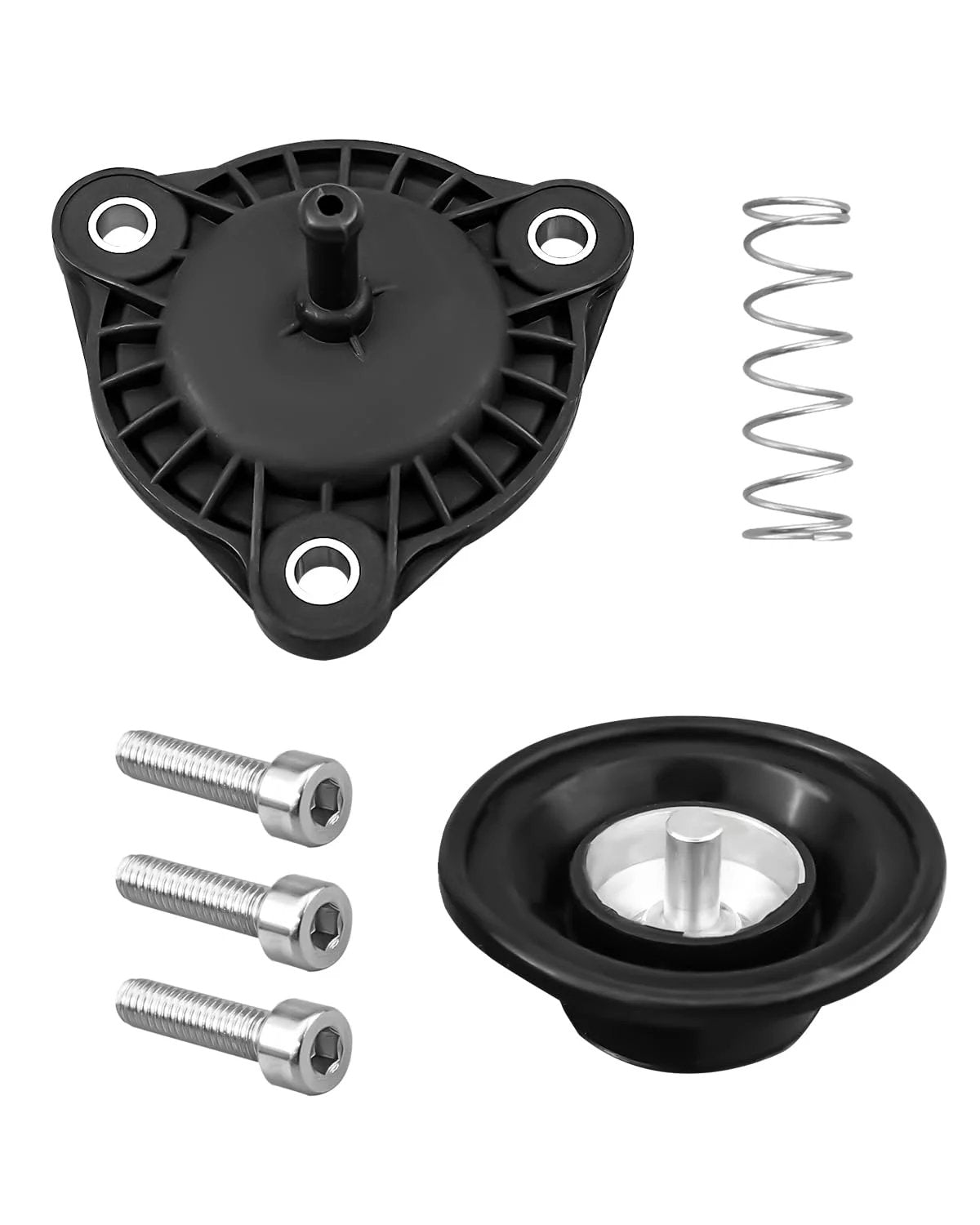 Vacuum Actuator Replacement Compatible With Chevy Cruze Sonic Trax Buick Encore 1.4L 2011 2012 2013 2014 2015 Plug And Play Durable Vacuum Control Module Fits 55565353 55565354 781504-5001 781504-5002 781504-5004 781504-5005 781504-5006 QAGGUM components including actuator, spring, and screws.