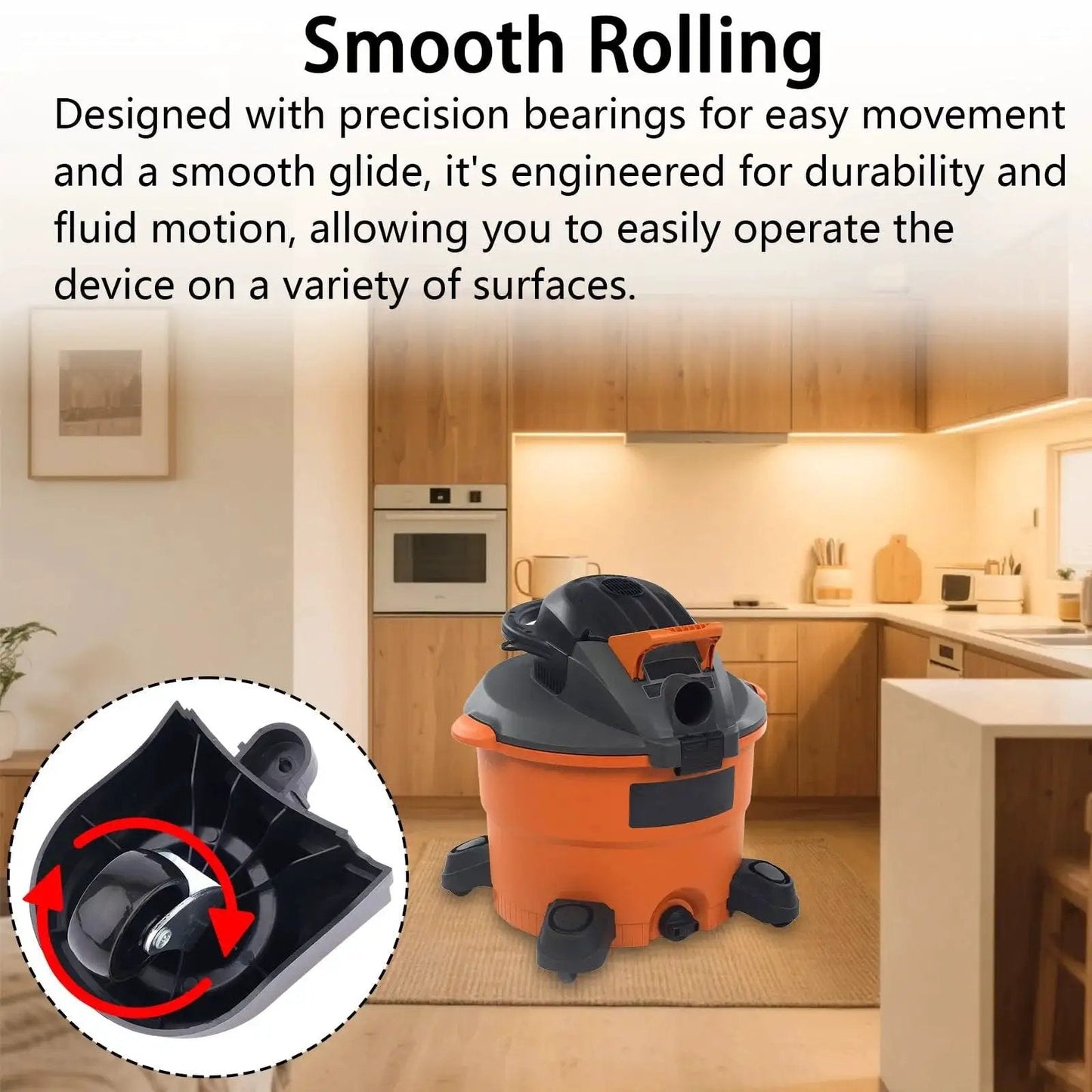 Two Piece Foot Caster Wheel Kit For 6 Gallon And 16 Gallon Wet Dry Vacuum Cleaners Including 12388 And 12293 Casters