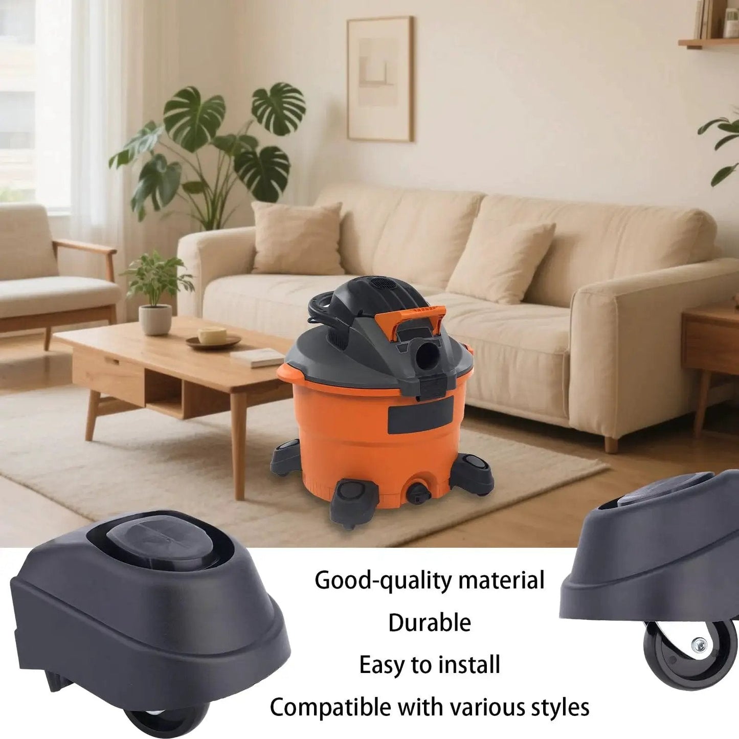 Two Piece Foot Caster Wheel Kit For 6 Gallon And 16 Gallon Wet Dry Vacuum Cleaners Including 12388 And 12293 Casters