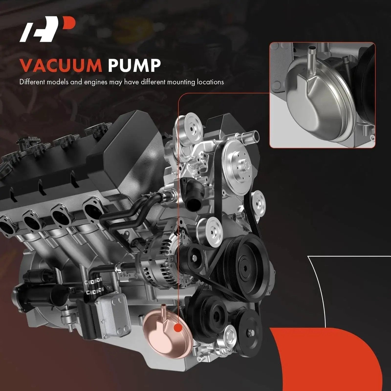 Premium Vacuum Pump Replacement For Chevrolet Silverado 1500 1500 LD Tahoe Suburban GMC Sierra 1500 1500 Limited Yukon Yukon XL Cadillac Escalade Escalade ESV 2014 To 2020 4.3L 5.3L 6.2L A-Premium