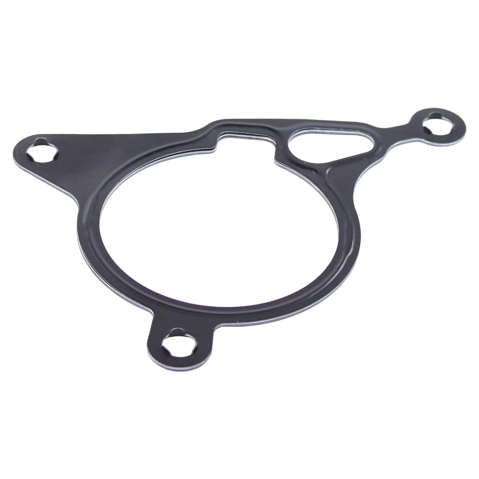 Close-up of a black gasket from the Vacuum Pump Rebuild Kit For VW And Audi 2.0T 1.8T TFSI Engines Including B8 A4 Q5 A5 A6 A3 GTI Beetle Jetta Passat Golf 2009 2019.