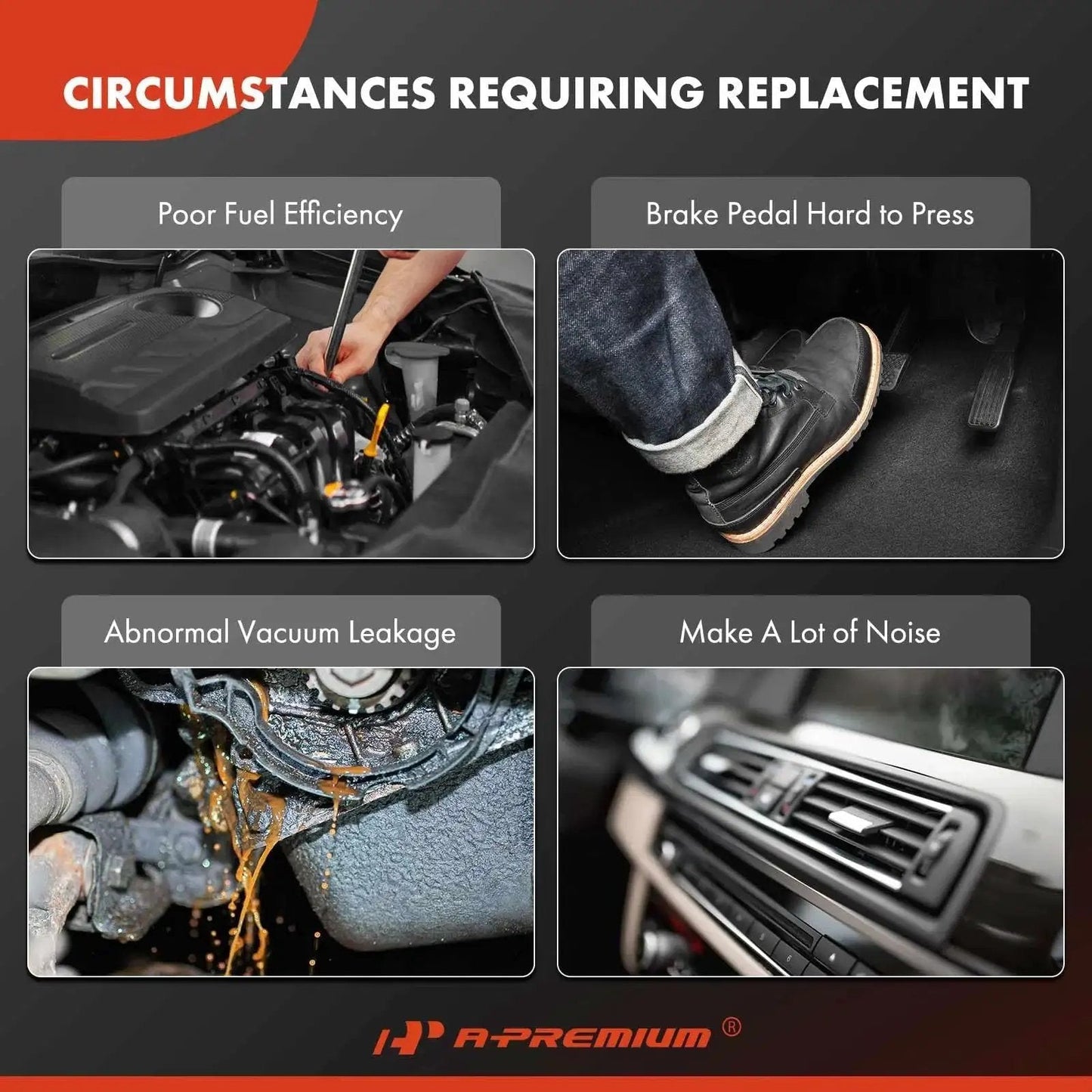 Circumstances requiring replacement: poor fuel efficiency, brake pedal hard to press, vacuum leakage, noise; Electric Vacuum Pump Compatible With Ford F Series Super Duty And Dodge Ram Trucks 1999 To 2010 F 250 F 350 F 450 F 550 Excursion And Ram 2500 3500 2000 To 2010 Replaces 6C3Z2A451A Direct Fitment Guaranteed