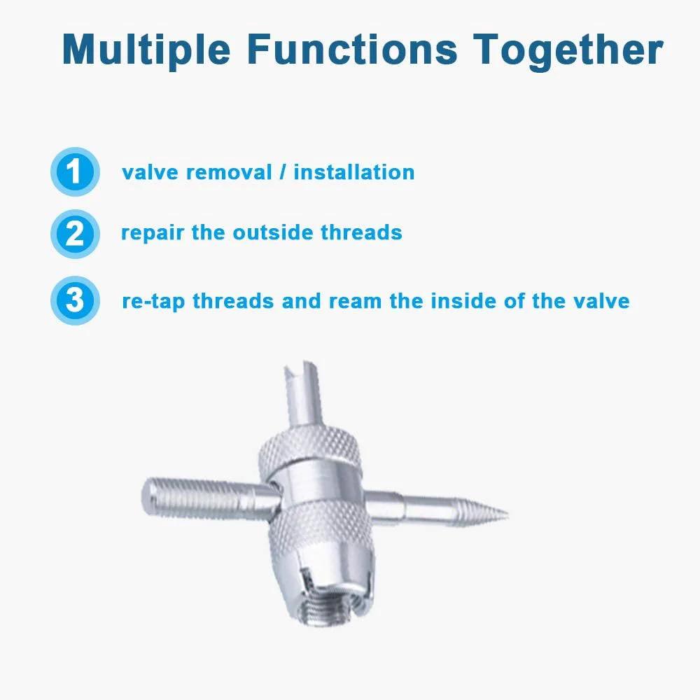 Multiple functions of Stem Puller and Installer - 10pcs TR412, 6pcs TR413, 6pcs TR414 Short Rubber Tire Valve Stems tool.