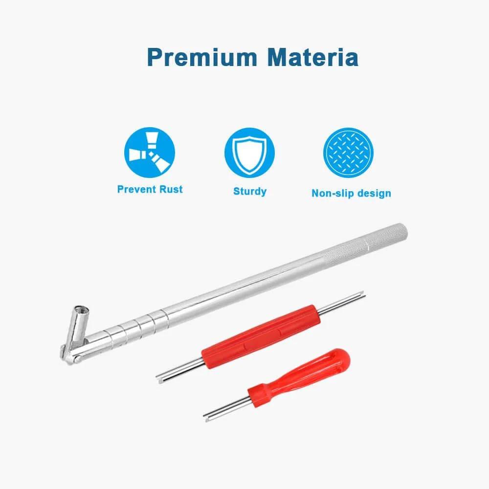 Stem Puller and Installer - 10pcs TR412, 6pcs TR413, 6pcs TR414 Short Rubber Tire Valve Stems, 4 Way and Single Head Valve Core Remover Tool