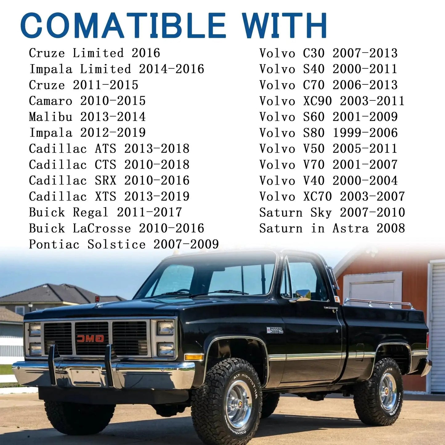 List of vehicle models compatible with the Electric Vacuum Pump for Jeep Wrangler JK JKU 2012 2018 and other GM vehicles