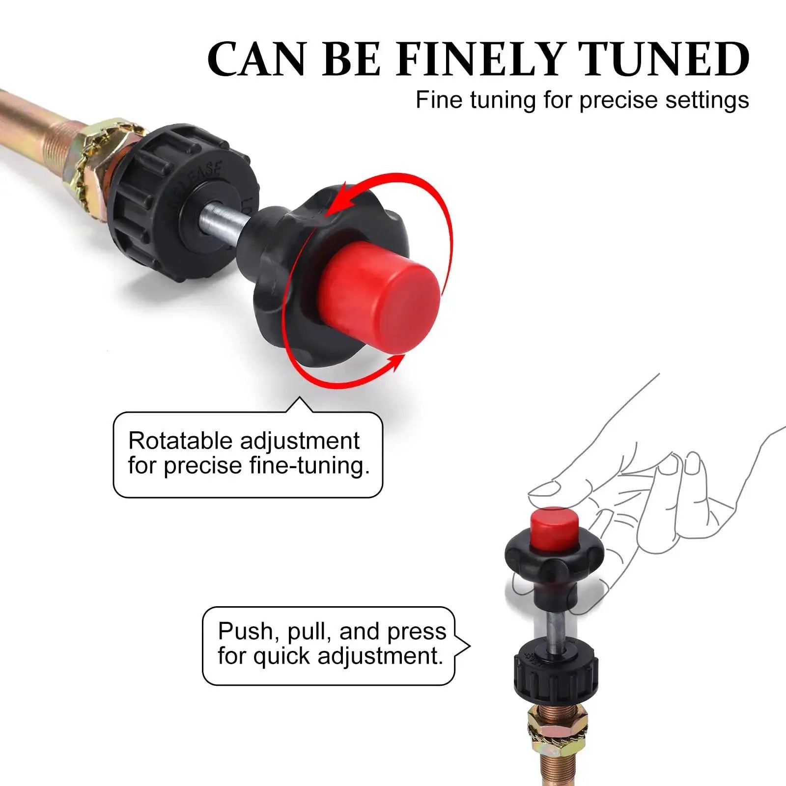 Heavy Duty Vernier Lock Cable with Red Knob delivers precise throttle control with a stainless steel core, 10 ft length, and dual ball lock