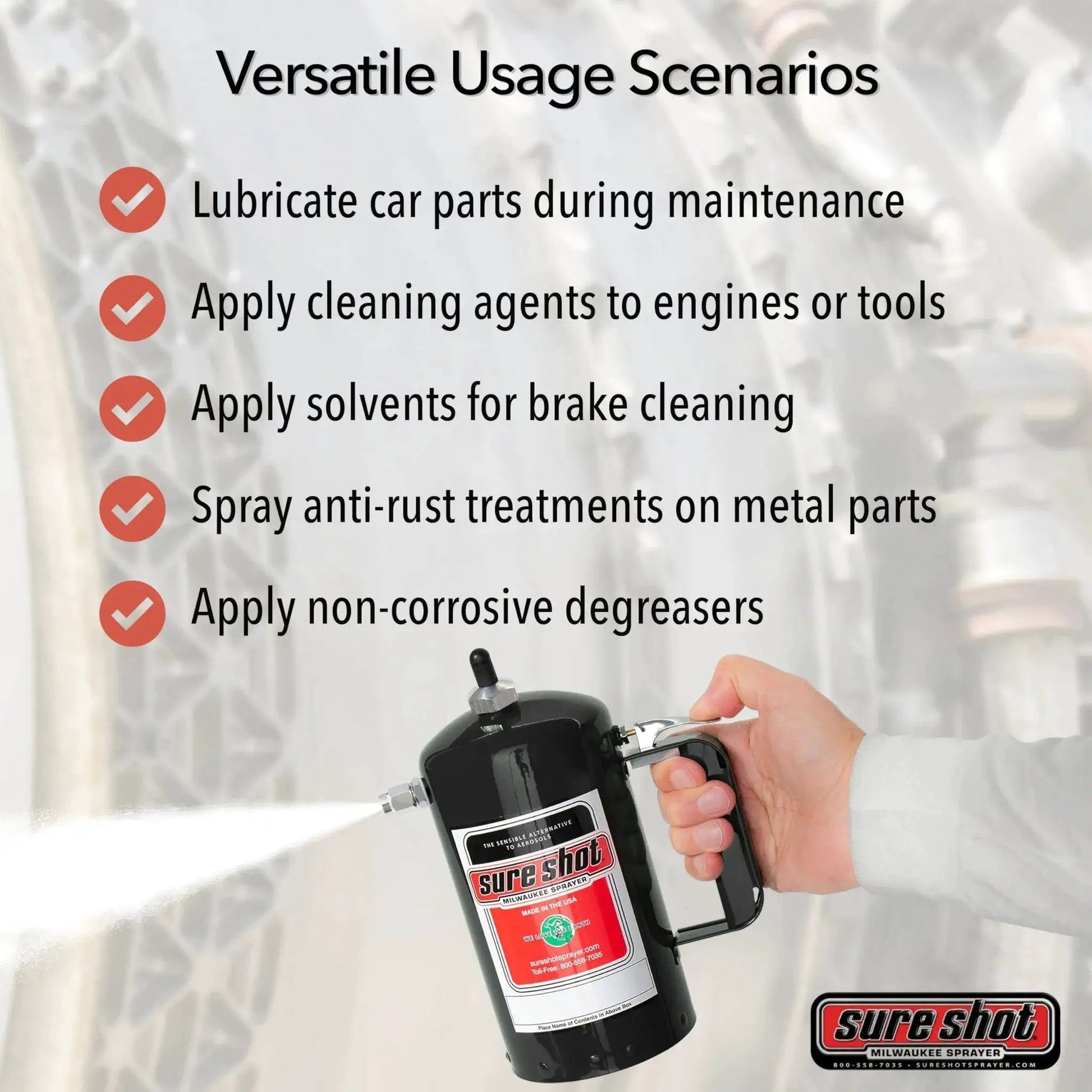 Heavy Duty Refillable 32oz Pressurized Sprayer For Oil Solvent Degreasers And Lubricants With Adjustable Nozzles Steel Canister