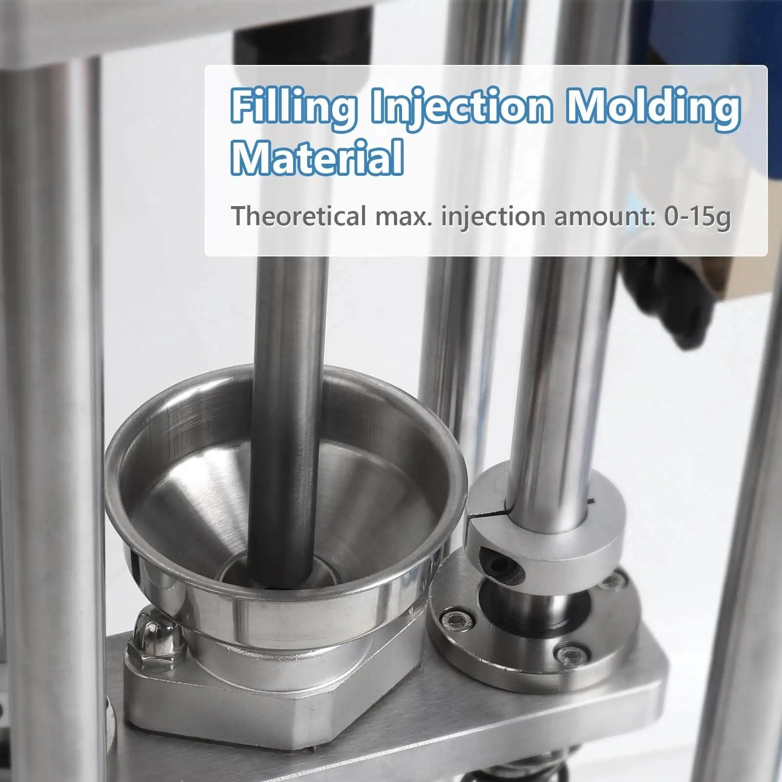 Vertical Injection Molding Machine For Small Batches ICZW Semi Automatic Pneumatic Plastic Press close-up of material filling.