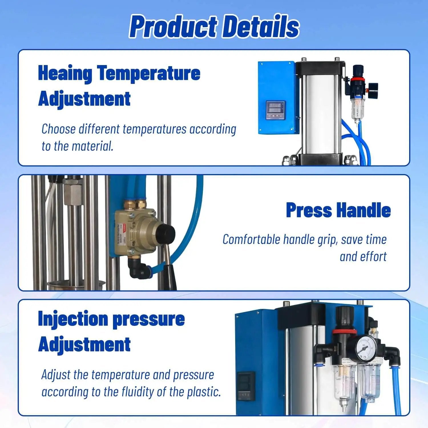 30G Vertical Injection Molding Machine Semi Automatic Pneumatic Operation For ABS PVC PP PC PET Polymers 110V Desktop Micro Molder Product Details